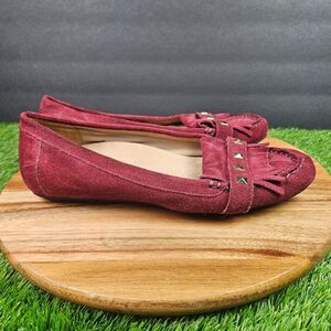 Vionic Orthaheel Thera Burgundy Wine Studded Kiltie Fringe Moccasin Loafers Sz 9